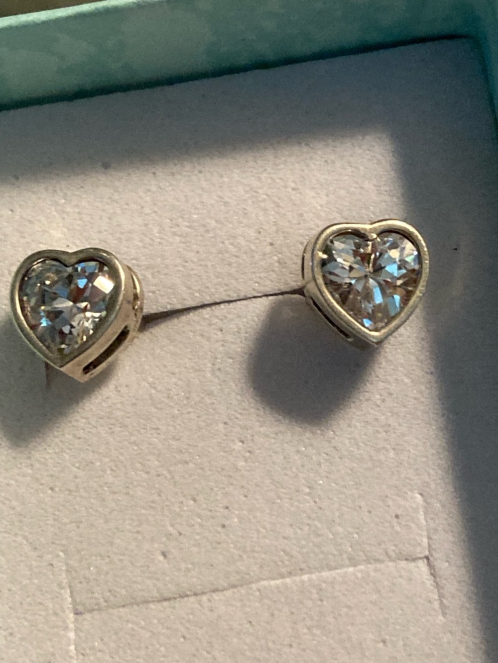 Sterling and CZ Heart Earrings